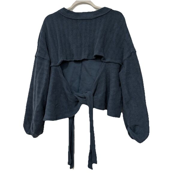 Free People Beach Alyria Pullover Oversized Sweater Shirt Blue Small - Picture 5 of 9